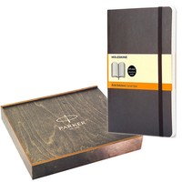 Фото Комплект Блокнот Moleskine Classic средний черный QP616 + Подарочная коробка для ручки Parker и блокнота Moleskine PW2