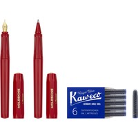 Фото Набор Moleskine x Kaweco Красный Чернильная ручка + Шариковая ручка + 6 картриджей KAWPENSETMRED